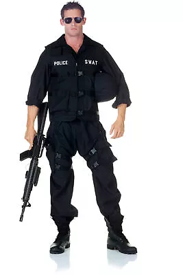 SWAT Team Jumpsuit Vest Halloween Police Officer Force Costume Adult Men • $39.60