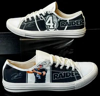 Oakland Raiders Derrick Carr Low Top Custom Sneakers Men's SZ: 13 Black - New • $45