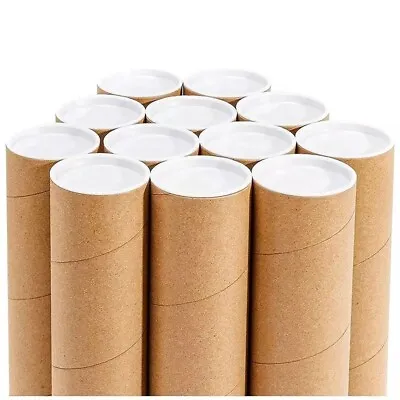 Postal Cardboard Tubes A0/A1/A2/A3 49.5mm +75.5mm White Plastic End Caps • £7.35