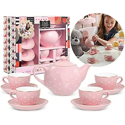 FAO Schwarz Ceramic Tea Party Set Pink Polka Dot  REPLACEMENT Pieces Cups Saucer • $6.99