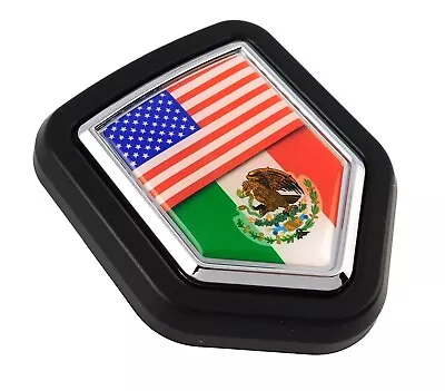 USA Mexico Mexican Flag Car Truck Black Shield Grill Badge Chrome Grille Emblem • $15.99