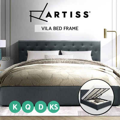 $287.95 • Buy Artiss Bed Frame Queen Double King Single Size Gas Lift Base Storage Grey VILA