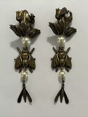 Vintage Bumble Bee  With Pearls Clip On Earrings — (3) • $49.99