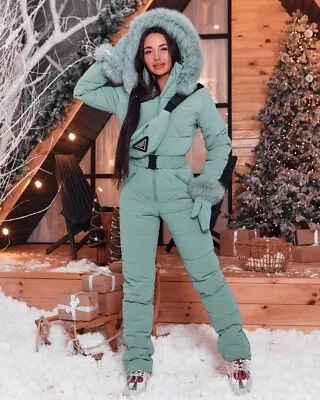 Women And Children Kids Olive Matte Ski Jumpsuit Overall Winter Suit Snowboard • £208.81