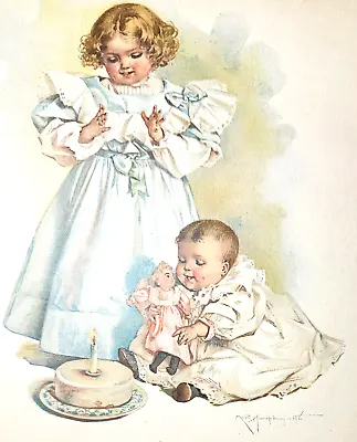 1898 Maud Humphrey FIRST BIRTHDAY 8 X 10 Litho Frederick A Stokes Co America • $15.99