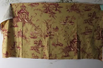 Duralee Shangri-La Vintage Chinoiserie Toile BTP Color Canton Red On Gold • $18