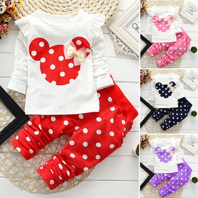 Toddlers Kids Girls Outfits Clothes Long Sleeve T-Shirt Tops Pants Trousers Set • £7.40