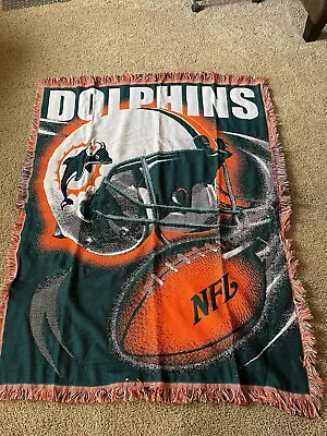 Miami Dolphins Blanket Throw Tapestry Football Vintage Northwest Usa • $50