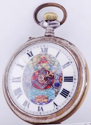 Antique Masonic Pocket Watch Fancy Enamel Dial C1890's Perfect Working Order • $922.75
