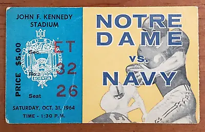 $24.95 • Buy Vtg 1964 Navy Vs Notre Dame Football Game Ticket Stub JFK Stadium Philadelphia