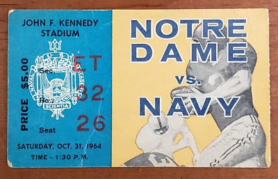 $24.95 • Buy Vtg 1964 Navy Vs Notre Dame Football Game Ticket Stub JFK Stadium Philadelphia