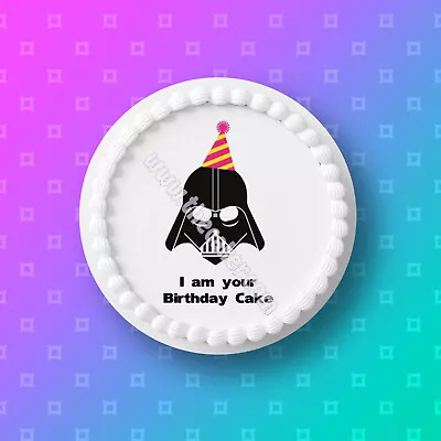 Star Wars Pre-cut Edible Icing Cake Topper Or Ribbon - Funny Darth Vader Cake • £5.45