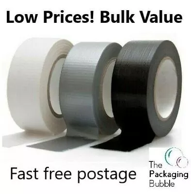 Duct Gaffer Heavy Duty Waterproof Cloth Tape 48mm X 50m Silver Black Packing • £1.99