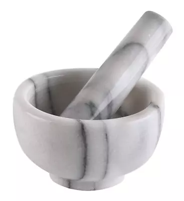 Mortar And Pestle Set Classic Marble Natural Stone White Pestal To Grind Food US • $21.96