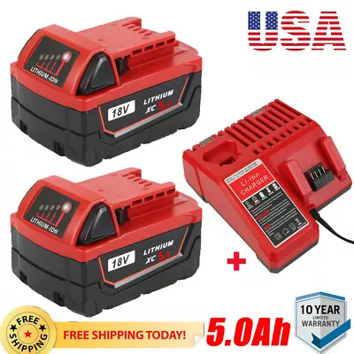 NEW Battery Or Charger For Milwaukee M18 XC 5.0 AH Extended Capacity 48-11-1860 • $63.95