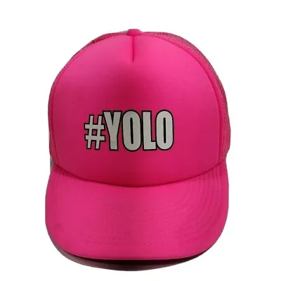 $11.70 • Buy Pink Trucker Hat #YOLO Cobra Snapback Cap Mesh Adjustable Foam Front 