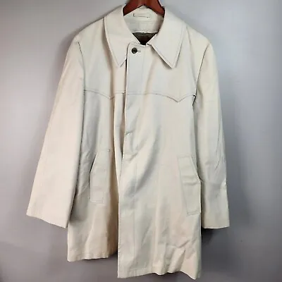 London Fog Trench Coat Men Size 46 Regular Tan/Ivory Zip Lined Vintage • $24