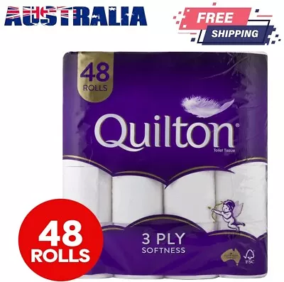 Toilet Paper 45 Rolls Quilton 3 Ply White Soft Tissue Bulk NEW AU Free Postage • $29.95