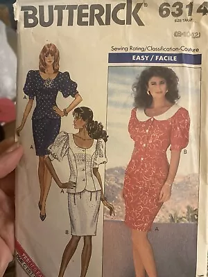 Vintage 1988 Butterick Dress Pattern 6314 Size 8-12 Cut And Complete  • $12