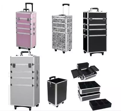 $92.99 • Buy Pro 4in1 Aluminum Rolling Makeup Case Cosmetic Box Trolley Large Storage Space