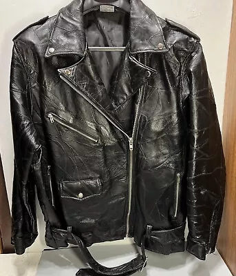 Vintage 90s Flight Path Leather Motorcycle Jacket - MENS 2X Moto Genuine Leather • $49.24
