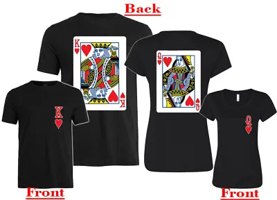 🔥 Her King Of Heart His Queen Couple Matching T Shirts Poker Cards Playing F&B • $12.95