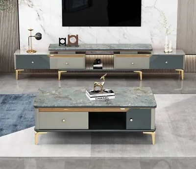 Coffee Table & Tv Stand SetLiving Room Italian Furniture Design Style Marble Top • $2749