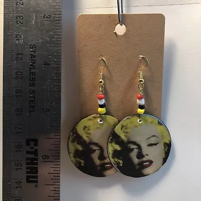 Vintage Marilyn Monroe Earrings 1-1/2 Inch Round Finished Back • $6