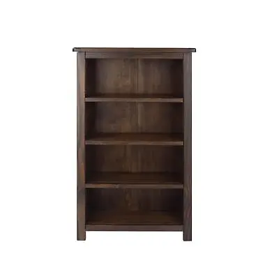 Bookcase Narrow Pine Dark Brown Adjustable Shelves Home Office Living Furniture • £129.99