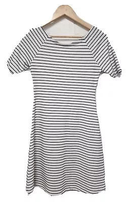 Zara Trafaluc Nautical Sailor Striped T Shirt Dress Size M 10 White Blue A Line • £10