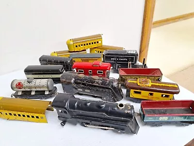 Vintage MARX Tin Litho 2 Engine Locomotives And 14 Train Cars  • $89.95