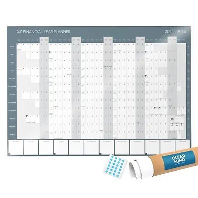 2024-2025 Financial Year Wall Planner A2 Laminated Rolled • £10.99