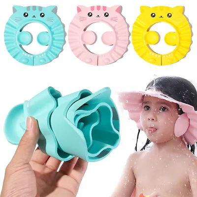 £3.24 • Buy Ear Protection Hair Wash Hat Baby Shower Cap Shampoo Shield Bath Head Cover