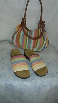   Rosette Multi Color Purse.& Mootsie Tootsie  Slides. Sz  6 1/2 Display Model • $17.99