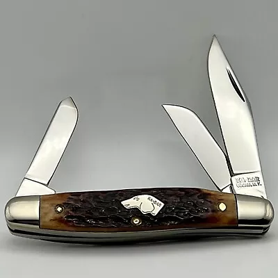 ✨Ka-Bar Bone Stag Dog Head Stockman Knife Looks Like It Was Made By Queen USA • $269