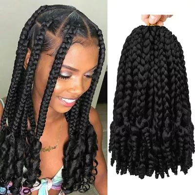 Crochet Hair Box Braid Curly Ends Ombre Blonde Hair Extensions For Black Women • $10.87