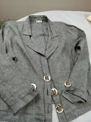 Women's Gray Button-up Habitat Clothes To Live In Unique Buttons XL • $20