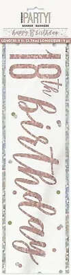 18th Birthday Banners Rose Gold Shiny Foil Banner 9ft Age 18 Party Decorations • £1.99