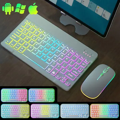 Backlit Bluetooth Keyboard Cordless Mouse For Samsung Galaxy Tab A7 A8 S7 S8 S9 • $36.95