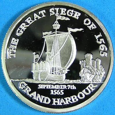 Malta 500 Liras .999 Silver Coin 2000 Proof The Great Siege Of 1565 31.1 G 38mm • $50.16