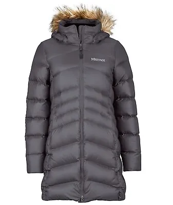 Marmot Women's Montreal Hooded Faux-Fur-Trim Coat - Dark Steel • $149