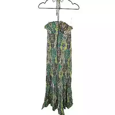 Vintage Y2K Energie Womens Sz L Maxi Length Halter Dress Green Beaded NEW • $18