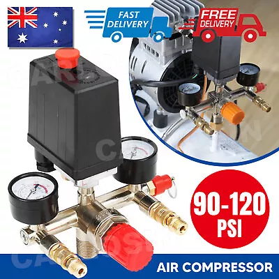 90-120PSI Air Compressor Pressure Switch Control Valve Manifold Regulator Gauges • $21.95