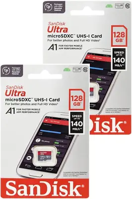 SanDisk 256GB 2x 128GB Micro SD SDXC Memory Card 140MB/s Ultra Class 10 UHS-1 A1 • $19.85