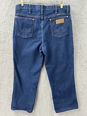 Vintage Wrangler Jeans Deadstock Denim Cowboy Cut Dark Blue 34x32 Straight • $26