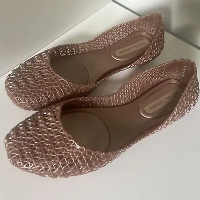Melissa Campana Brazilian Gel Flat Shoes Sandals Size 6 Metalic • $34.99