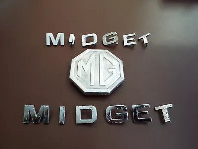 ORIGINAL MG  MIDGET  SILL CHROME LETTER SETS X 2 + OCTAGON METAL BADGE FREE POST • £25