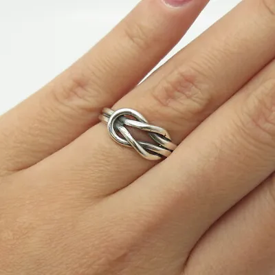 925 Sterling Silver Vintage Mariner Love Knot Ring Size 7.25 • $29.95