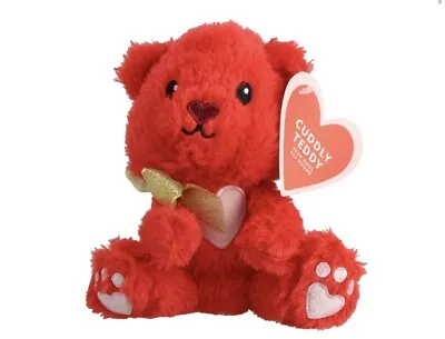 Valentines Day Cuddly Teddy Bear Red Ribbon & Heart 7” Soft Toy  Present Gift • £6.99