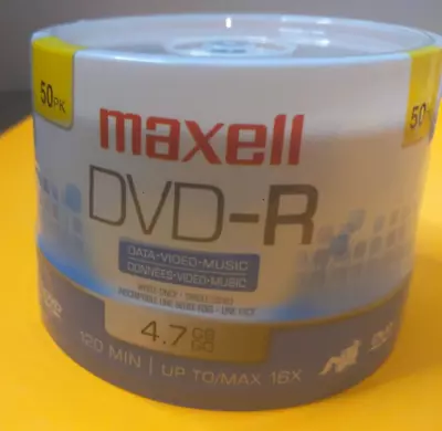 NEW MAXELL DVD-R 50 Pk 4.7 GB 16X 120 Min DATA -VIDEO-MUSIC Recording Disks NIP  • $26